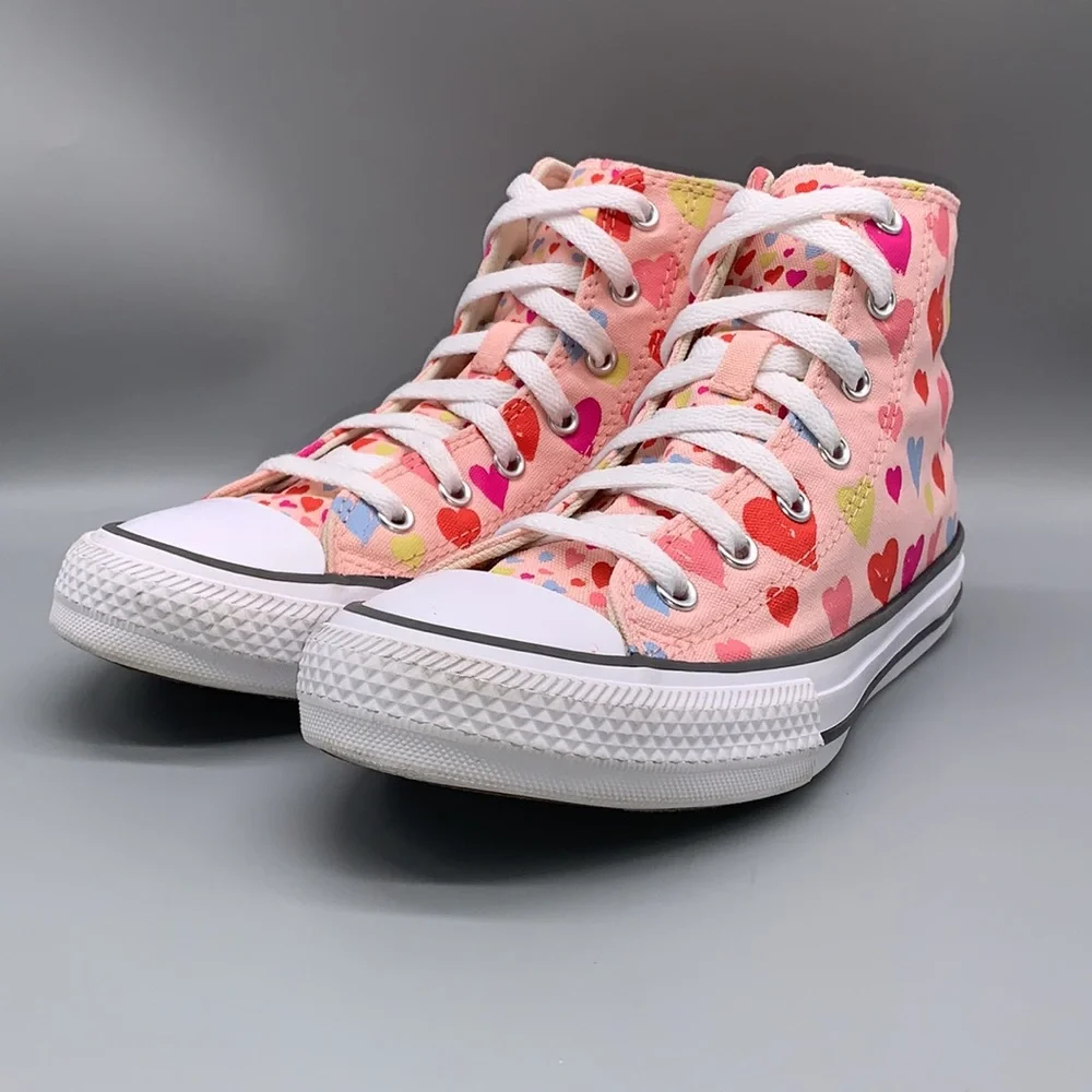Converse Kids Sneakers - Pink with Multicolor Hearts - Picture 10 of 14